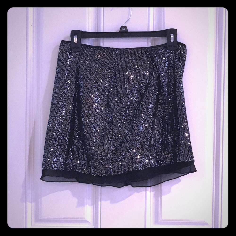 Black and Silver sequin mini skirt